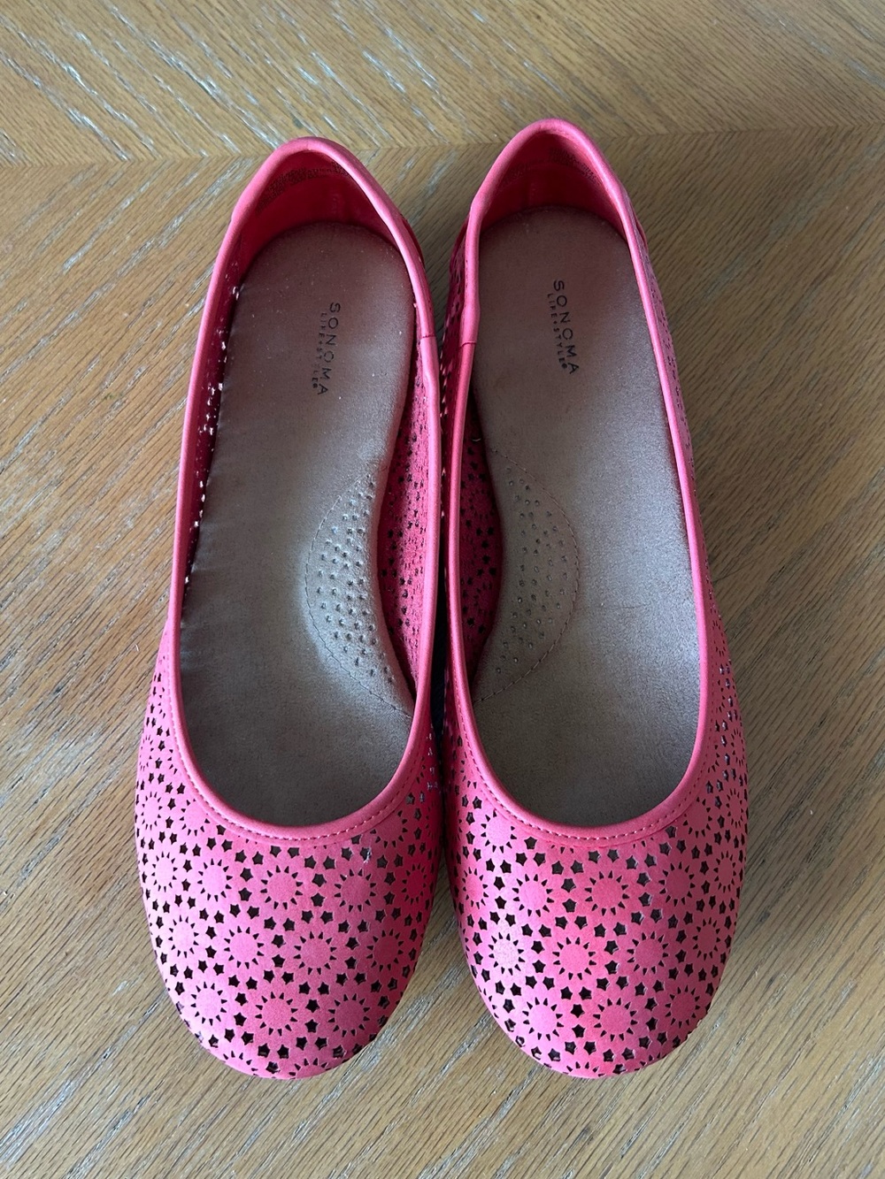 Sonoma Life+Style Coral Faux Leather Ballet Flat Memory Foam - Size 9M
